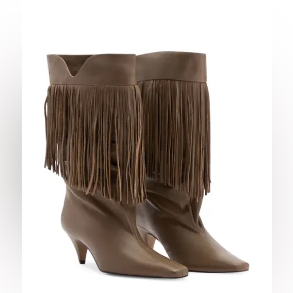 Mango Fringed Heeled Boots